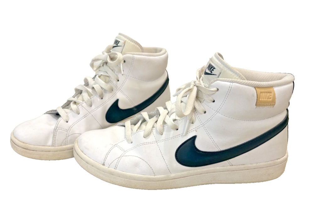 Nike Court Royale 2 Mid Mens Size 9.5 White Black Athletic Leather Shoes Sneaker
